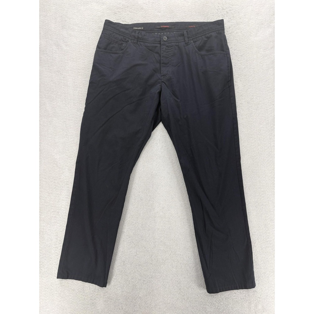 Alberto Ceramica Structure Chino Pants Mens 36x30 Black Modern Fit Stretch Golf